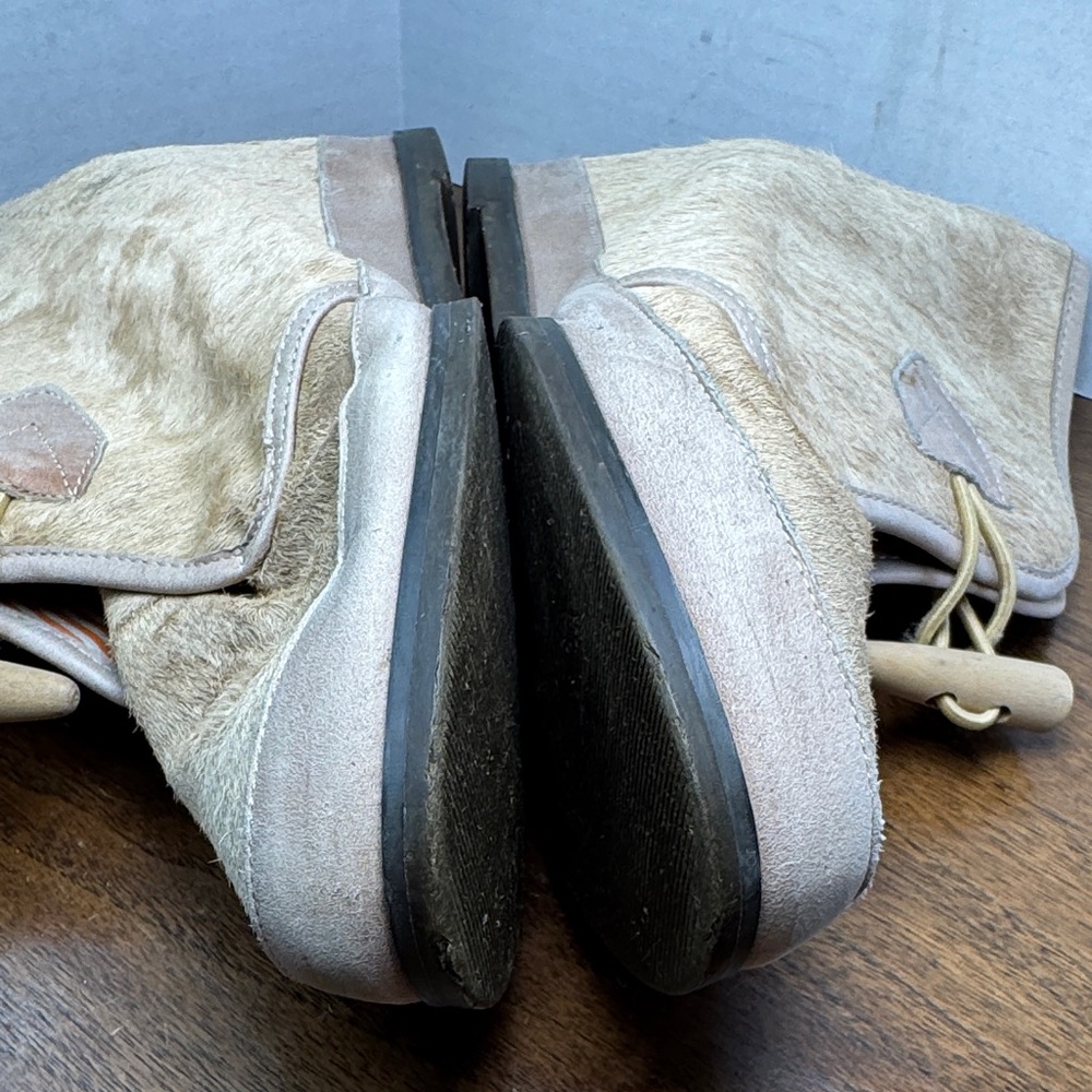 80%20 Anthropology Womens Leather Calf Hair Ankle Booties Hidden Wedges, sz 9 - Picture 10 of 14